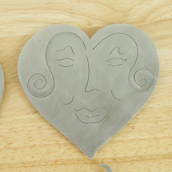 Amy Hess Coaster Set Card Suits New York Metal Art Cut Steel Vintage 90s Signed - Picture 5 of 14